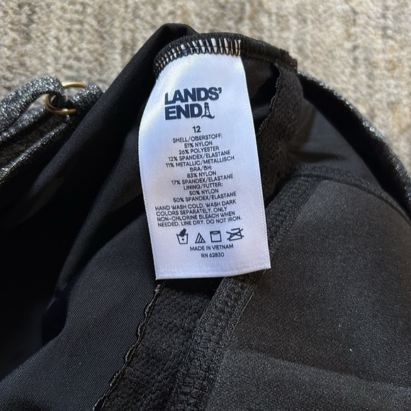 Lands' End Metallic Black and silver one piece Swimsuit - size 12 - new - Picture 3 of 7